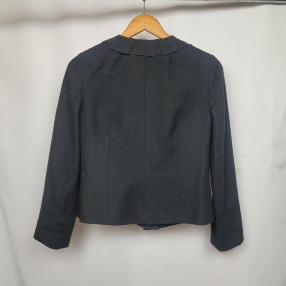 J. Crew  | Crew Ruffle Neck women jacket | Evening Jacket 100% Wool size 0 - Picture 2 of 4
